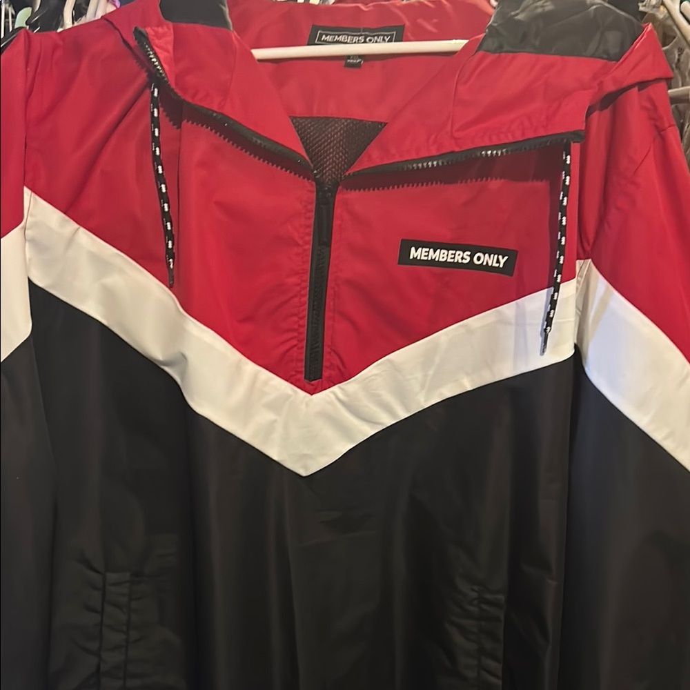 Members Only Red and Black Windbreaker